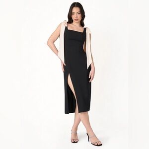 NEW Azazie ELLE BOWS STRAP MIDI DRESS